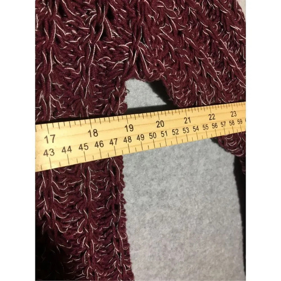 Womens Loft Sweater Red White Knit Petite Transitional Maroon - Picture 2 of 5